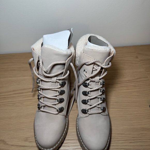 DV By Dolce Vita Tie Up Cream Fur Boots - Picture 7 of 12